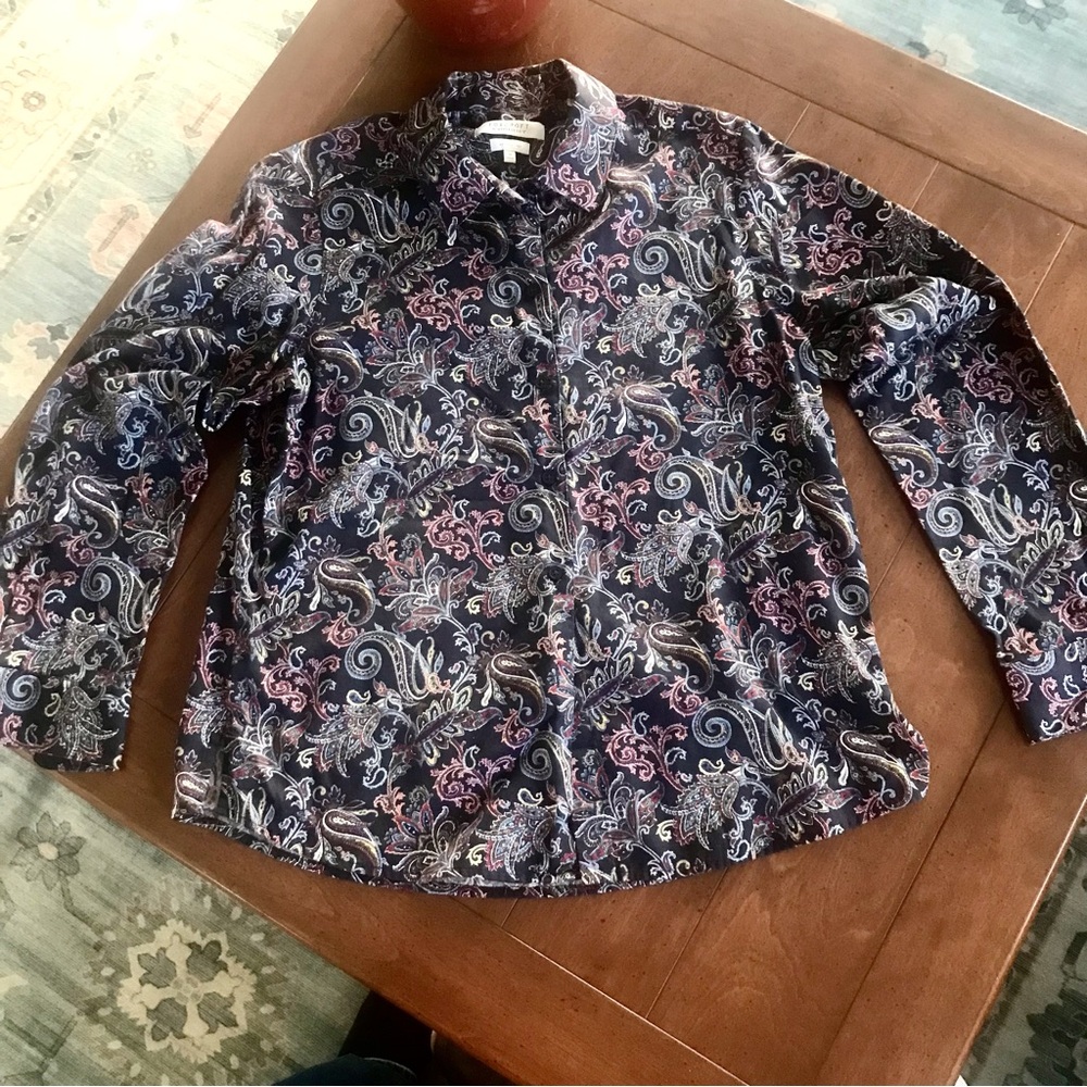 Foxcroft Paisley Blouse - Blue and Pink
